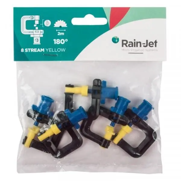 Micro Head 8 Stream 180° | 5 pack | Yellow (Rain-Jet)