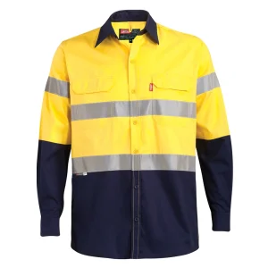 Jonsson Versatex Lite Long Sleeve Reflective Work Shirt - Navy/Yellow